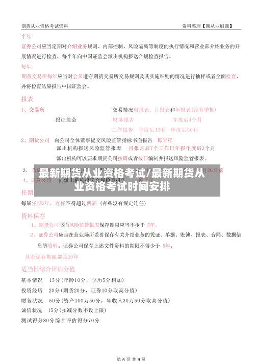 最新期货从业资格考试/最新期货从业资格考试时间安排