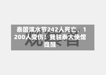 泰国泼水节242人死亡，1200人受伤！我驻泰大使馆提醒-第2张图片