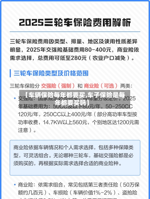 【车辆保险每年都要买,车子保险是每年都要买吗】-第1张图片