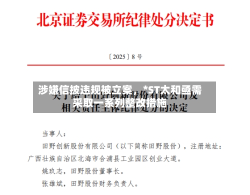 涉嫌信披违规被立案，*ST太和亟需采取一系列整改措施-第1张图片