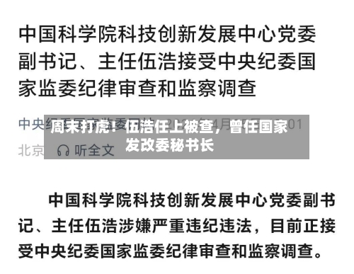 周末打虎！伍浩任上被查，曾任国家发改委秘书长-第2张图片