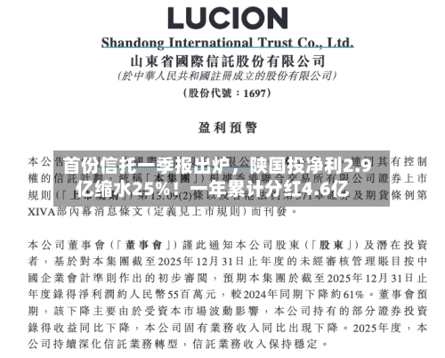 首份信托一季报出炉，陕国投净利2.9亿缩水25%！一年累计分红4.6亿-第3张图片