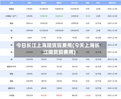 今日长江上海现货铜费用(今天上海长江现货铜费用)-第1张图片