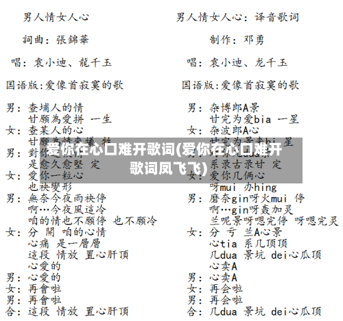 爱你在心口难开歌词(爱你在心口难开歌词凤飞飞)-第1张图片