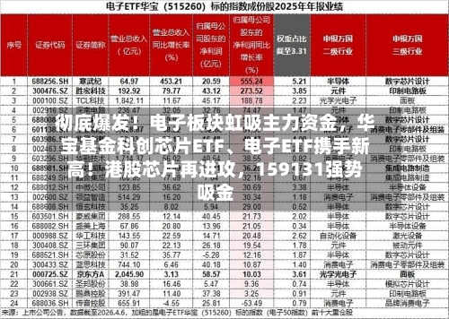 彻底爆发！电子板块虹吸主力资金，华宝基金科创芯片ETF、电子ETF携手新高！港股芯片再进攻	，159131强势吸金-第2张图片